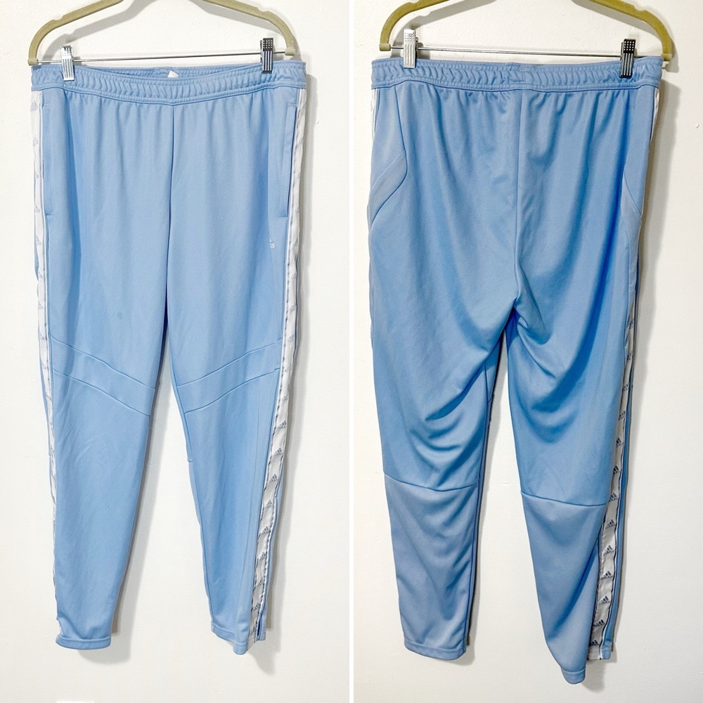 Adidas Baby Blue Slim Tapered Ankle Zip Jogger Pants With Logo Size Extra Large